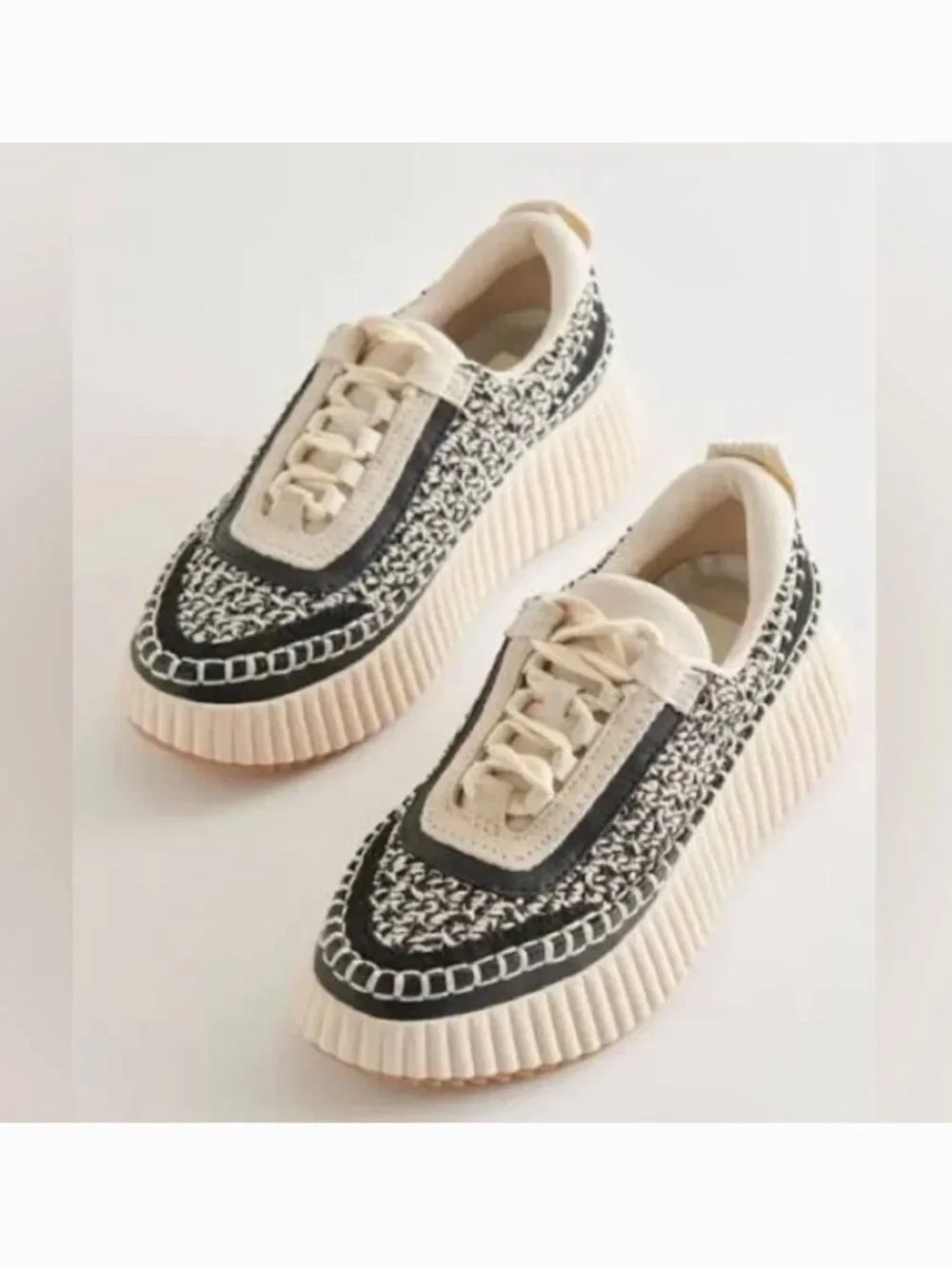 dolce vita dolen crochet sneakers black & cream Sz 8.5 - Picture 10 of 11